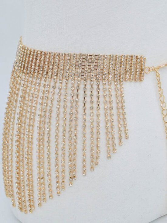 Rhinestone Multi Layered Drop Belt